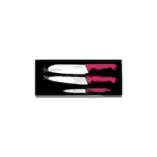 Set nožů, růžový – Santoku, kuchařský, Fresh