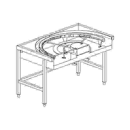 Stůl rohový 180° mechanizovaný 850 x 1500 x 850 mm