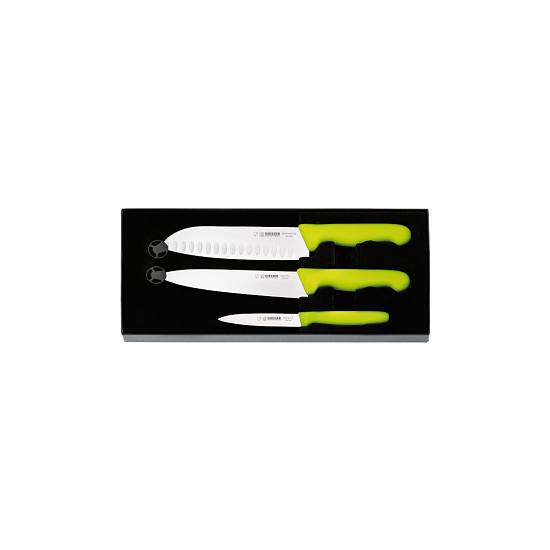 Set nožů, zelený – Santoku, kuchařský, Fresh