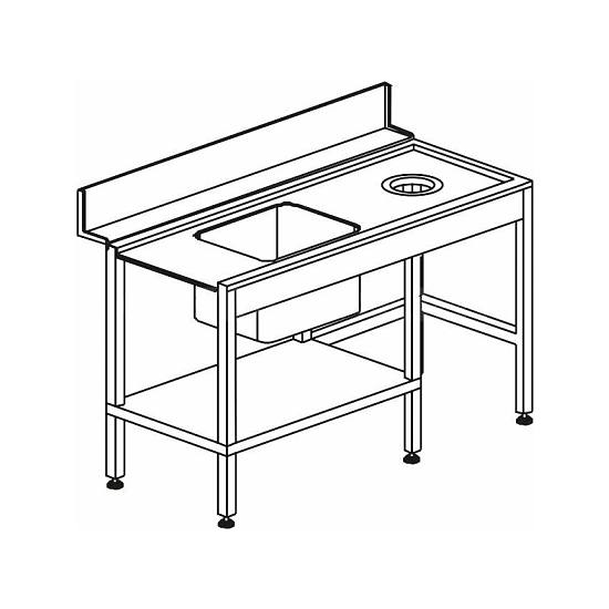 Stůl vstupní s dřezem s odpadním otvorem a policí 1500 x 730 x 850 mm