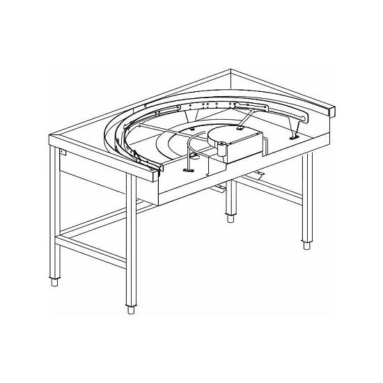 Stůl rohový 180° mechanizovaný 850 x 1500 x 850 mm