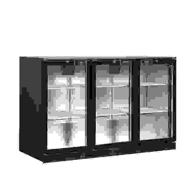 Minibar prosklené křídlové dveře, černá TEFCOLD DB301H-3