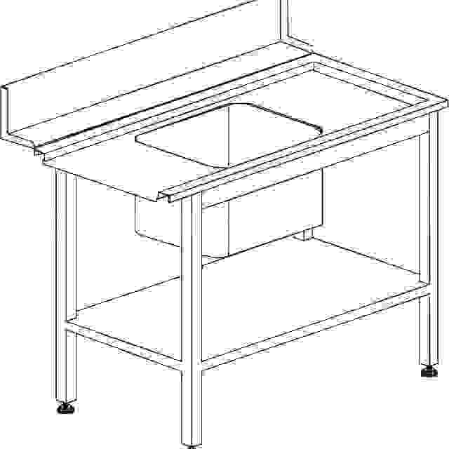Stůl vstupní s dřezem s policí 1200 x 730 x 850 mm