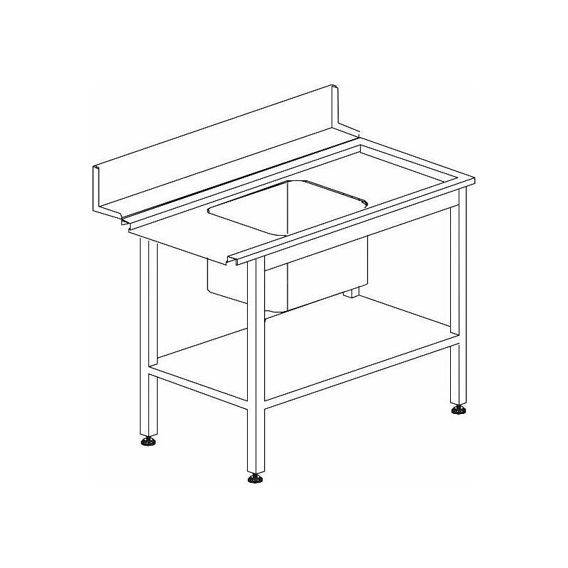 Stůl vstupní s dřezem s policí 1200 x 730 x 850 mm