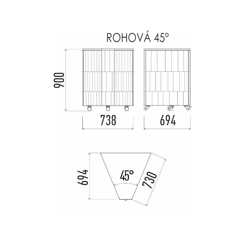 Neutrální rohový modul 45 NE 45°