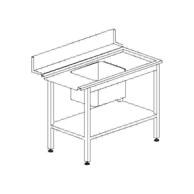 Stůl vstupní s dřezem s policí 1200 x 730 x 850 mm