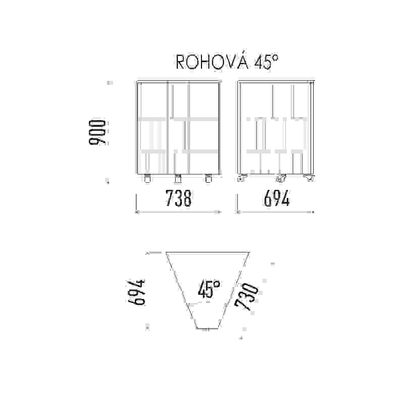 Neutrální rohový modul 45 NE 45°